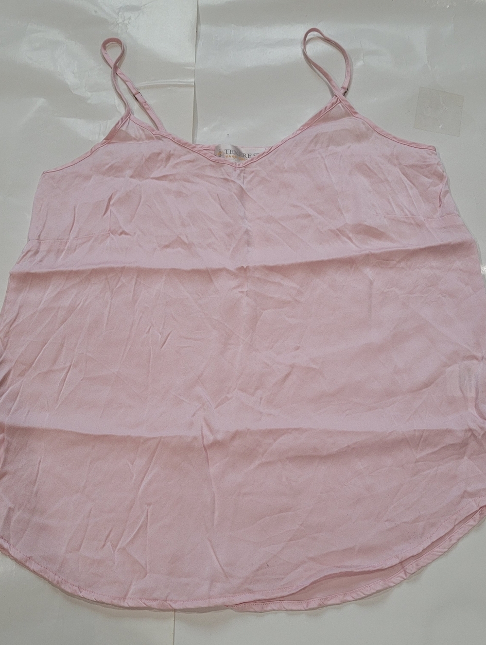 Light Pink Silk Spaghetti Strap Cami Top - Womens
